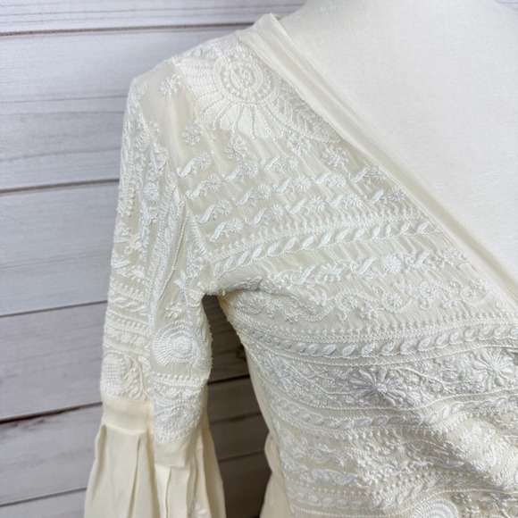Lolita Jaca St Barth Silk Embroidered Wrap Top Boho Fairycore Cottagecore - Picture 5 of 12